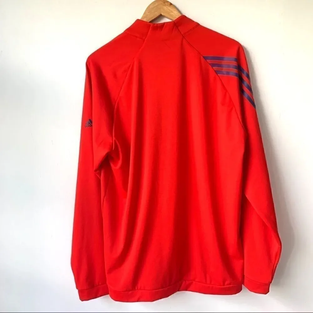 ADIDAS MENS HALF ZIP TRACK JACKET RED SIZE LARGE
